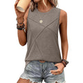 Women's Loose Fit Crewneck Tank Top Coffee Grey