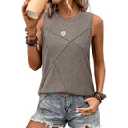 Women's Loose Fit Crewneck Tank Top Coffee Grey