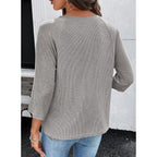 Dokotoo Womens Tops Spring Summer 3/4 Length Sleeve Fashion T Shirts for Women Crewneck Waffle Knit Casual Loose Tee Blouses