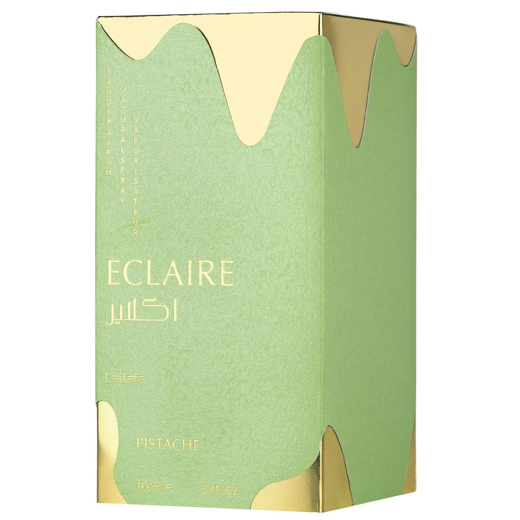 Lattafa Eclaire Pistache – Gourmand, Nutty, Creamy, Musky – Eau de Parfum Spray Long-Lasting Fragrance for Women, 3.4 Ounce / 100 ml