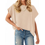 Women's Textured Ribbed Knit Tunic Top Apricot
