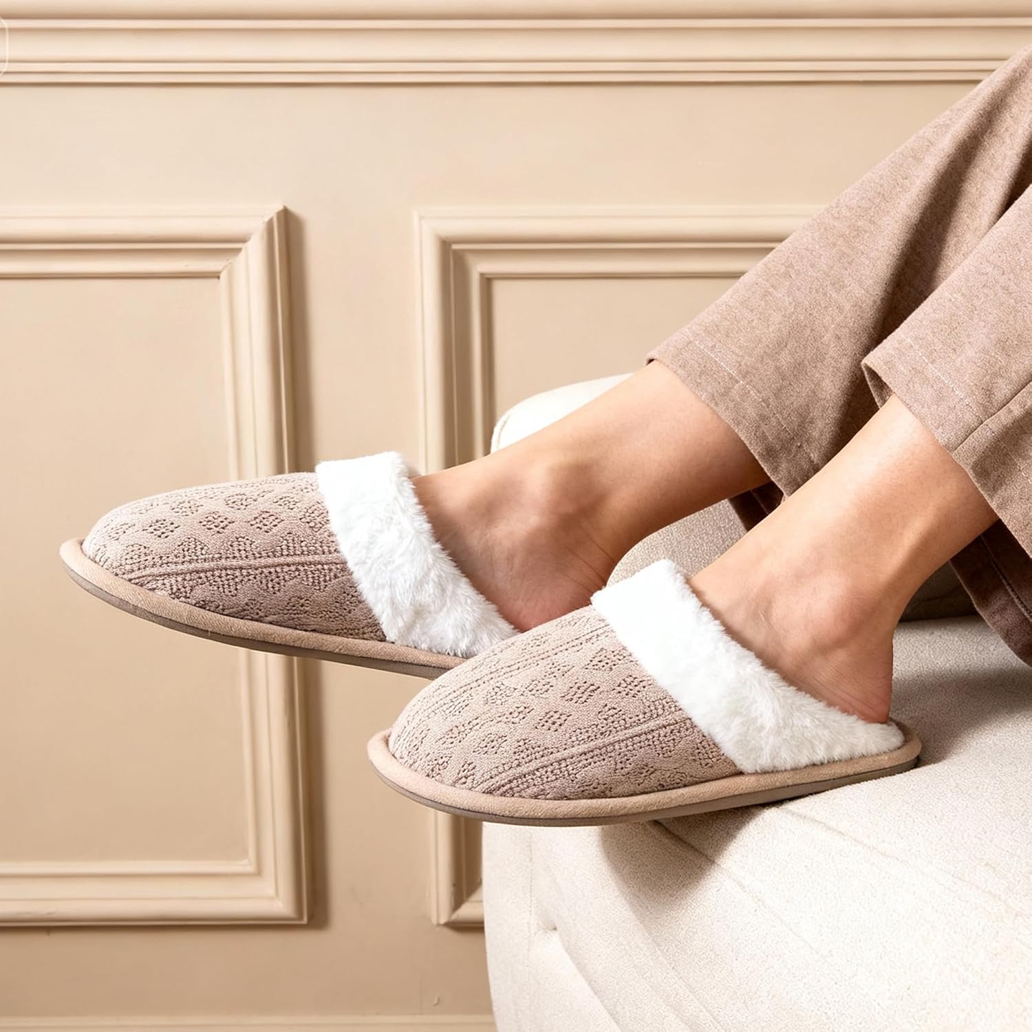 Women's Slippers Knit Coffee