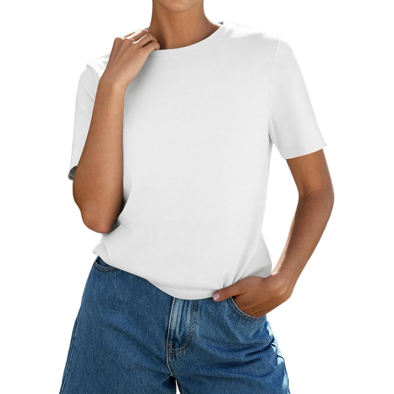 PRETTYGARDEN Womens Short Sleeve Tops Summer 2026 Casual Crewneck Cotton Basic Tee Shirts Fashion Clothing Spring Outfits