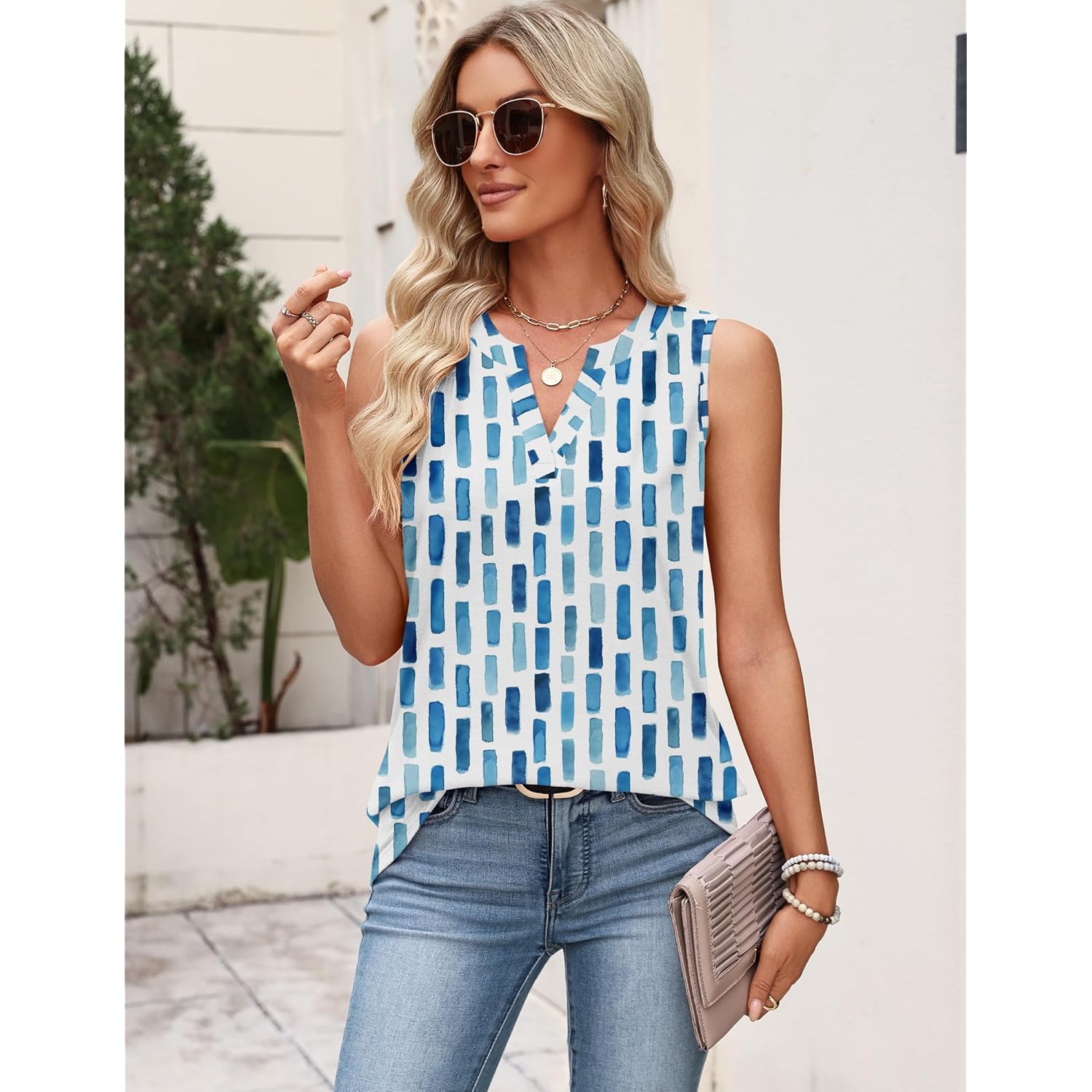 Women's Business Casual V-Neck Tank Top Cx329