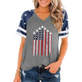 American Flag Shirts Women Patriotic Shirt 4th of July Tee Tops V-Neck Short Sleeve Summer T-Shirt