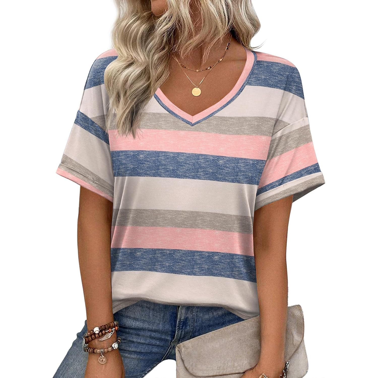 Women's Floral V-Neck Tunic Top Tw669