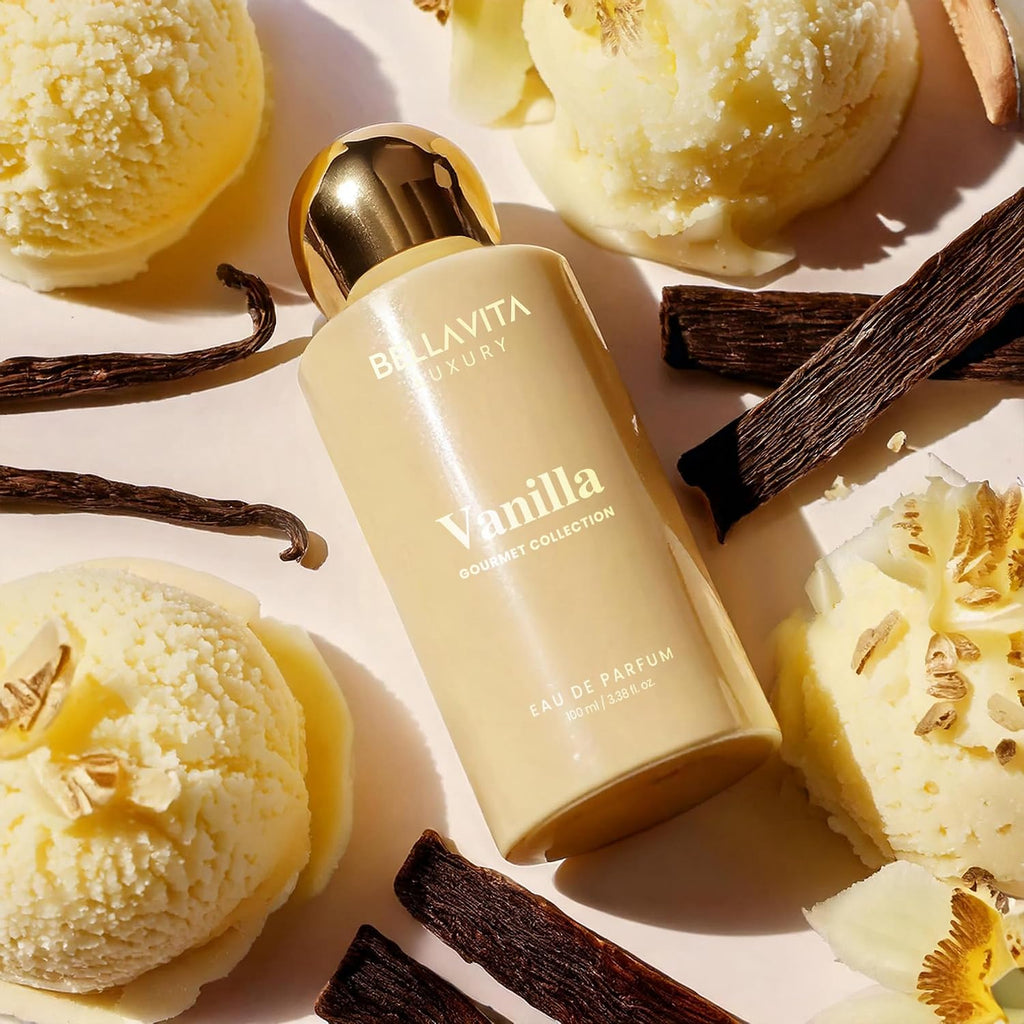 Bellavita Luxury Vanilla Eau de Parfum | 100 ml (3.4 fl.oz.) | Perfume for Men and Women | Gourmet, Coconut, Vanilla and White Musk Notes | Long Lasting Unisex Fragrance