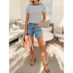 ANRABESS Womens Boat Neck Tops Short Sleeve T-Shirts Causal Fashion Tee Shirts 2026 Summer Spring Clothes