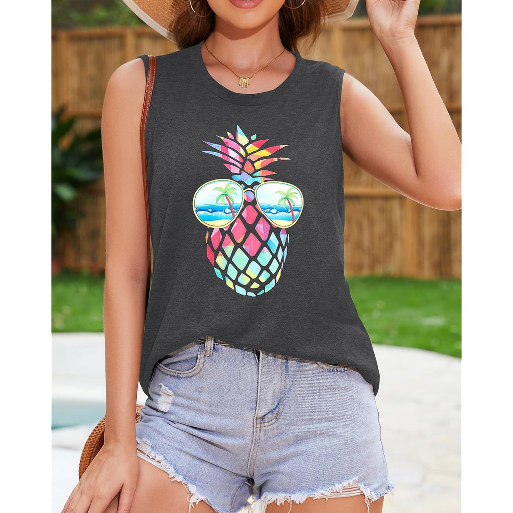 Womens Tank Tops Summer T Shirts Sleeveless Casual Loose Tunic Blouses 2026