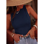 Women's Ribbed Fitted Tank Top Navy