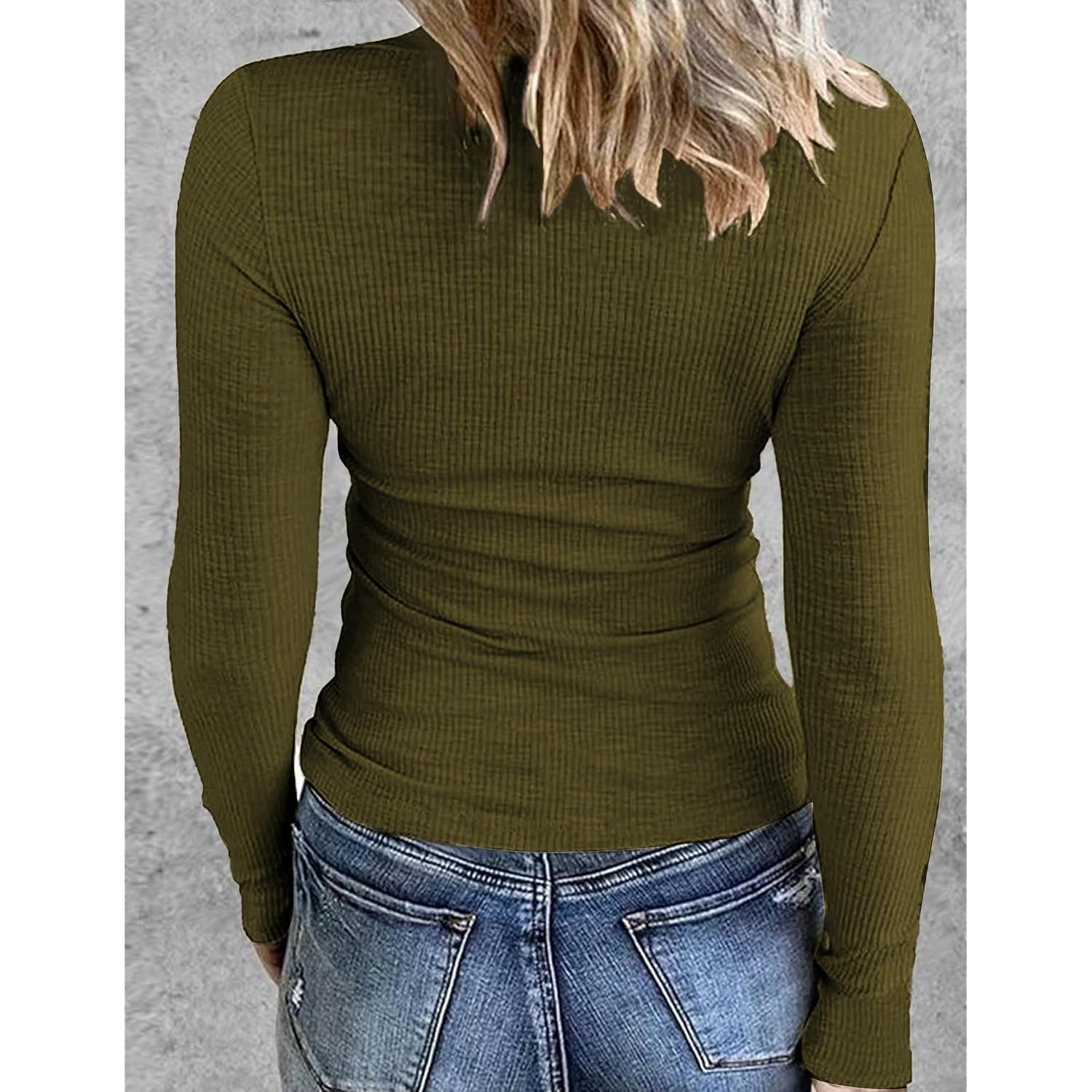 Zeagoo Womens Long Sleeve Stretch Crewneck Ribbed T-Shirt Slim Fit Casual Basic Tops S-XXL