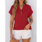 ANRABESS Womens Short Sleeve Henley Tops V Neck Dressy Casual Blouses Summer Trendy Tee Shirts 2026 Vacation Fashion Clothes