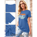TAKEYAL Women Los Angeles Graphic T Shirts California Letter Print Short Sleeve Tee Loose Casual Tops