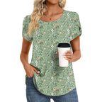 HOTGIFT Women Tops 2026 Summer Short Sleeve Chiffon T Shirts Blouse M-3XL