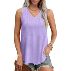 OFEEFAN Womens Tank Tops V Neck Sleeveless Flowy Loose Fit Basic Casual Summer Tops