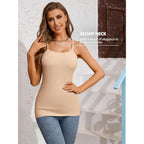 Women's Shelf Bra Camisole Tank Top White/Black/Nude