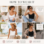 Camisole Tops for Women 2 Pack Black White Adjustable Strap Basic Cami Tank Tops Soft Stretch Layering Undershirts