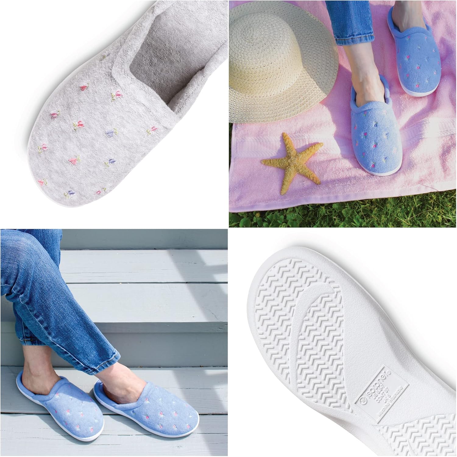 Women's Slippers Embroidered Periwinkle Scalloped