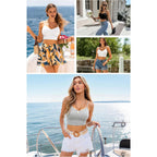 Women's Stretch Crop Tank Top Black/White/Heather Grey