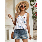 Women's Pleated Floral Tunic Tank Top Bf290