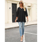 Women's Cotton Linen Tunic Top Black