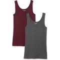 Women's Ribbed Scoop Neck Tank Top Burgundy/Charcoal Heather