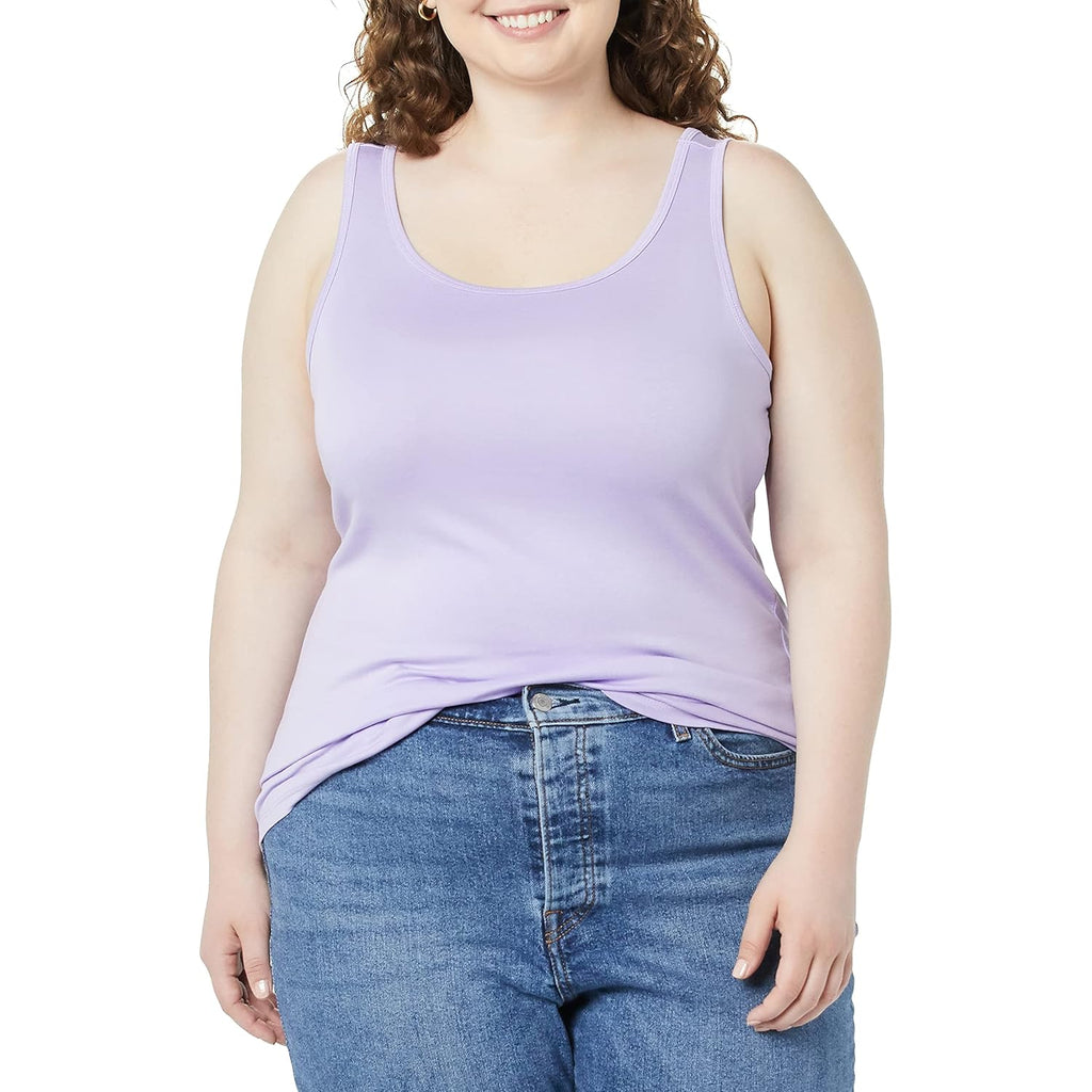 Women's Slim-Fit Scoop Neck Tank Top Black/Lavender