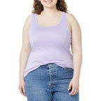 Women's Slim-Fit Scoop Neck Tank Top Black/Lavender