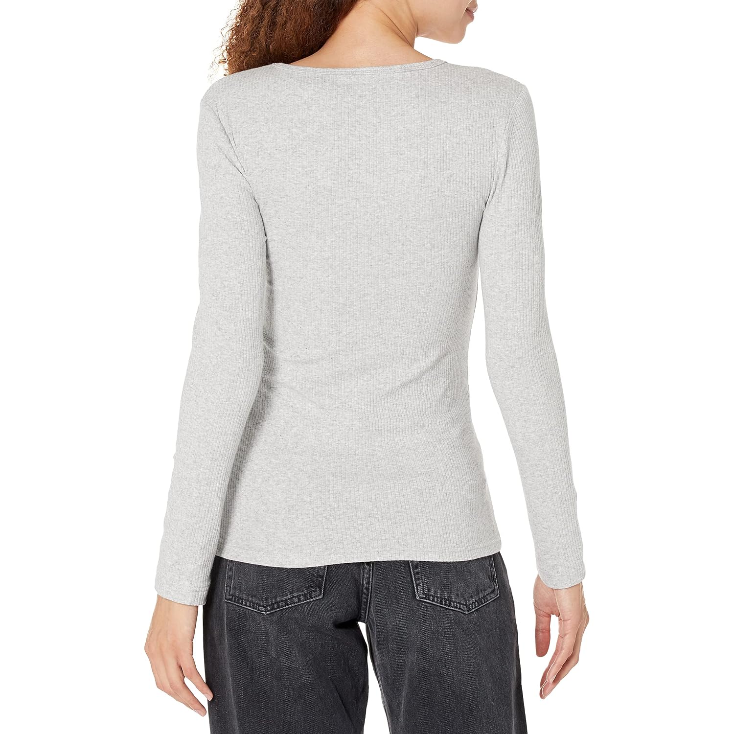 Amazon Essentials Women's Slim-Fit Long Sleeve Rib Knit Crew Neck Top, Pack of 2
