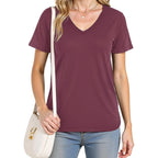YOGINGO V Neck T Shirts for Women - Summer Fashion Trendy Outfits Clothes - Lightweight Soft Casual Women T Shirt