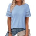 PRETTYGARDEN Summer Tops for Women 2026 Lace Short Sleeve T-Shirts Casual Blouses Spring Fashion Clothes Vacation Outfits