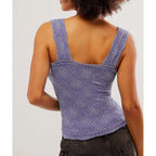 Women's Square Neck Wide Strap Crop Tank Tops Flower Going Out Tops Slim Fit Lettuce Trim Crop Cami Tops
