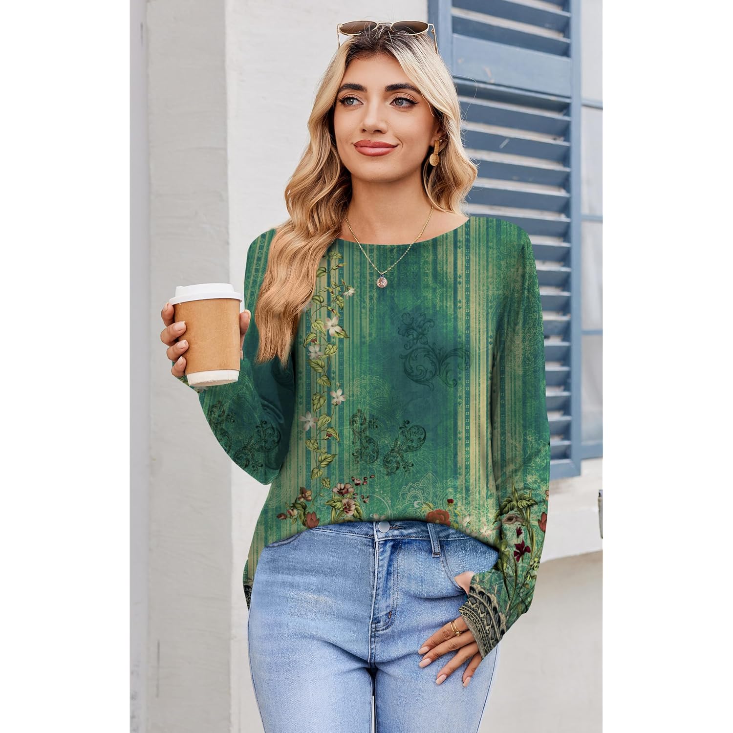 Zeagoo Womens Tunic Tops to Wear with Leggings Long Sleeve Crew Neck Thumb Hole Shirts Loose Tshirts Fall Clothes