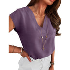 ANRABESS Women Tops Cap Sleeve Dressy Casual V Neck Shirts 2026 Summer Business Work Blouses Outfits Trendy Spring Clothing