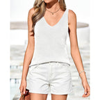 KIRUNDO Sweater Tank Tops for Women Sleeveless V Neck Ribbed Knit Vest Top Camisole 2026 Summer Outfits Fashion Clothing