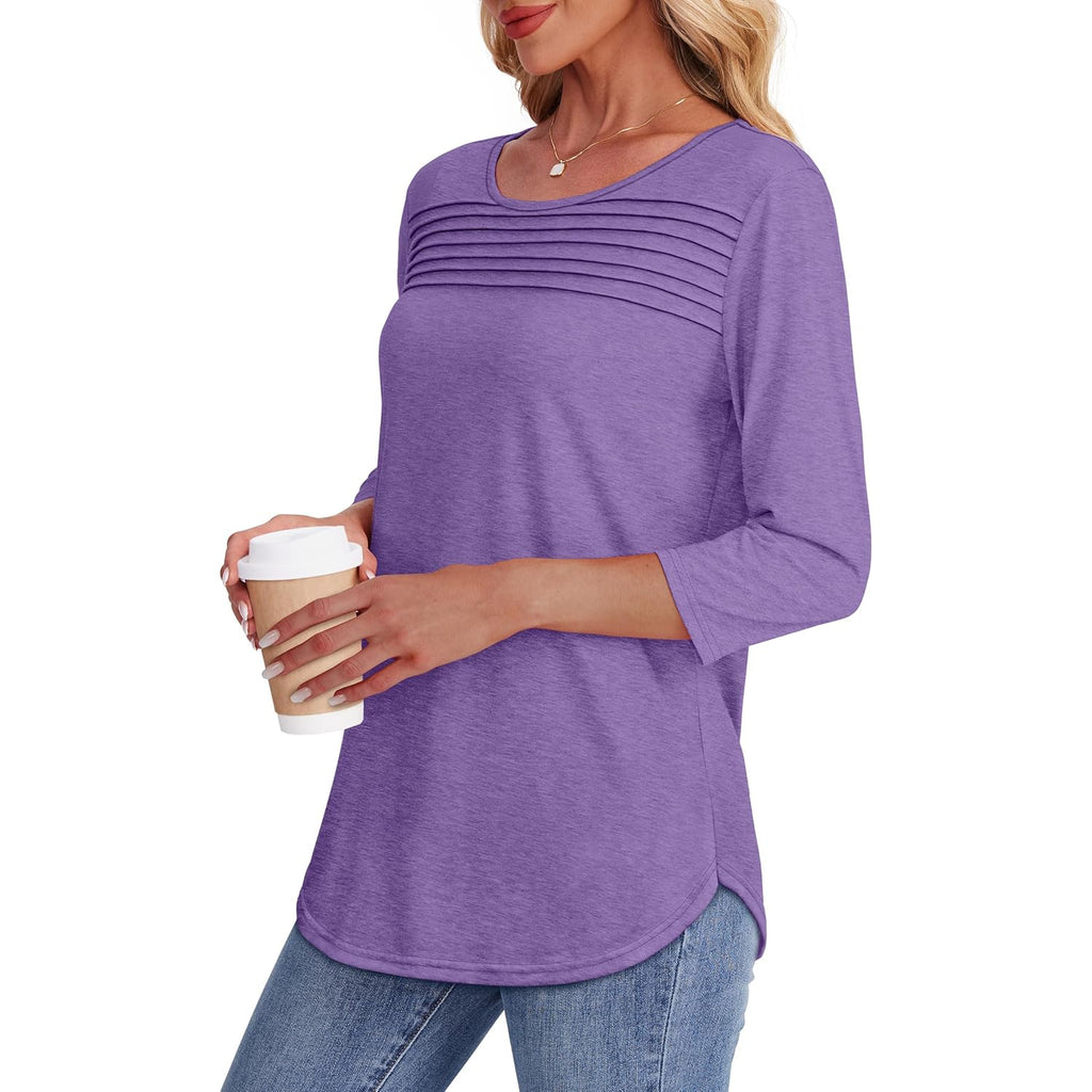 Women's Pleated Front Tunic Top Purple