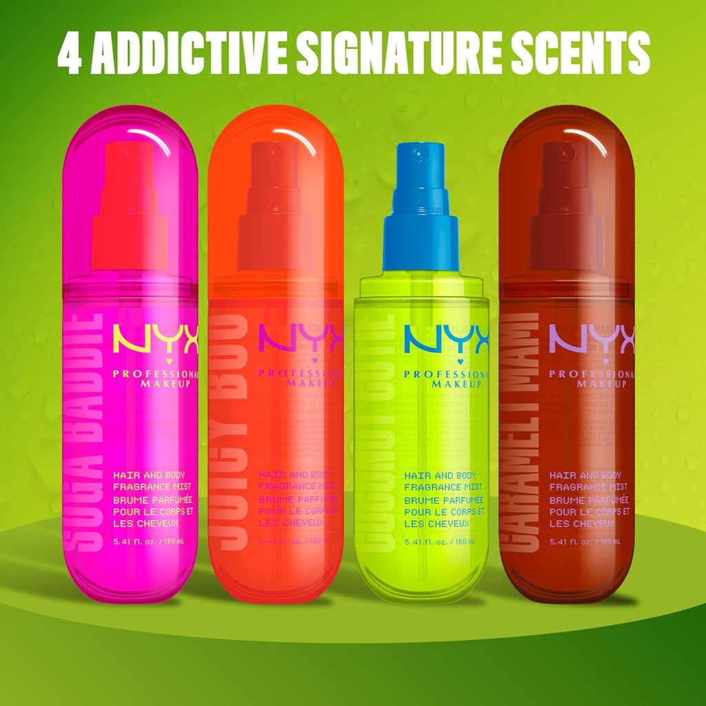 NYX PROFESSIONAL MAKEUP Fat Oil Fragrance Mist Perfume, Suga Baddie Vanilla & Whipped Cream Scent, Long Lasting Hair & Body Spray with Musk, Vegan & Cruelty Free, 2.7 fl oz