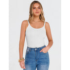 Women's Ribbed Scoop Neck Tank Top White