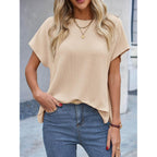 Women's Textured Ribbed Knit Tunic Top Apricot