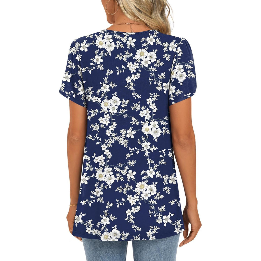 Women's Pleated Leggings Fit Tunic Top White Floret