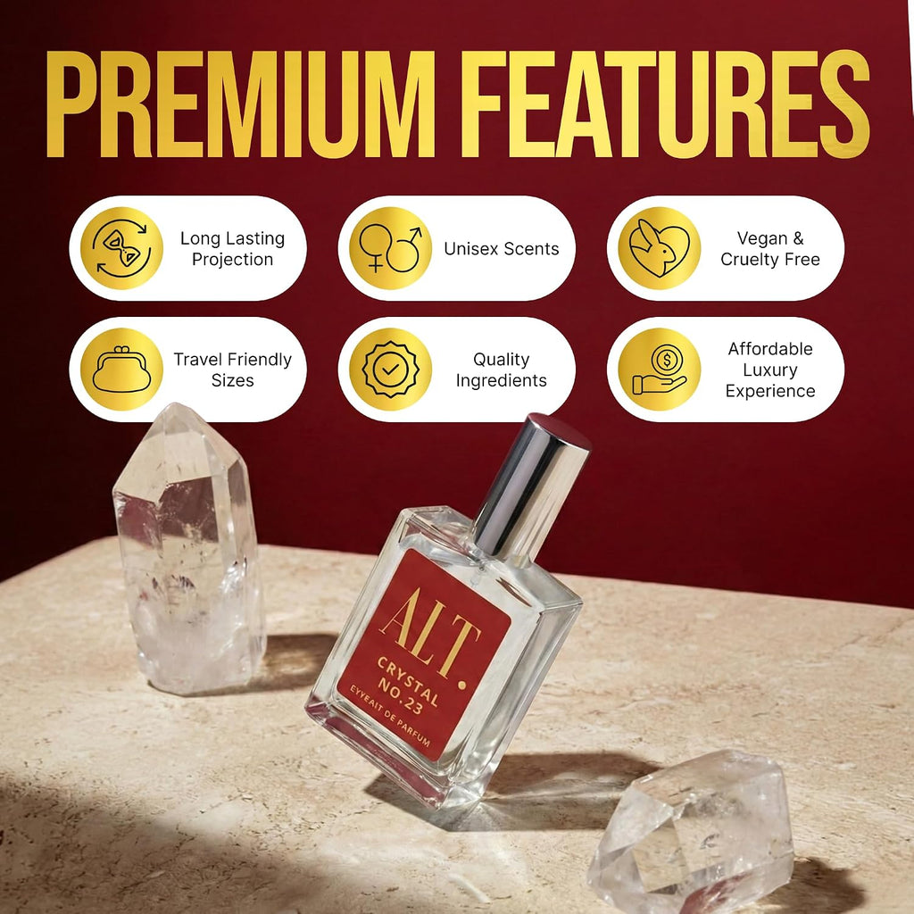 ALT. FRAGRANCES Crystal No. 23 – Inspired by Bac. Roug. 540, Unisex Perfume, Extrait de Parfum, Long Lasting Perfume for Men & Women with Jasmine, Amberwood & Cedar Notes, 100ml