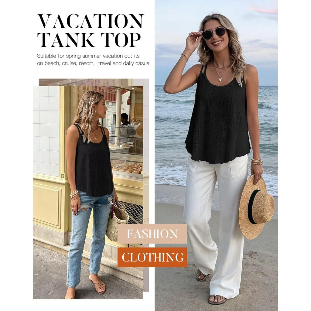 Women's Flowy Scoop Neck Tank Top Black