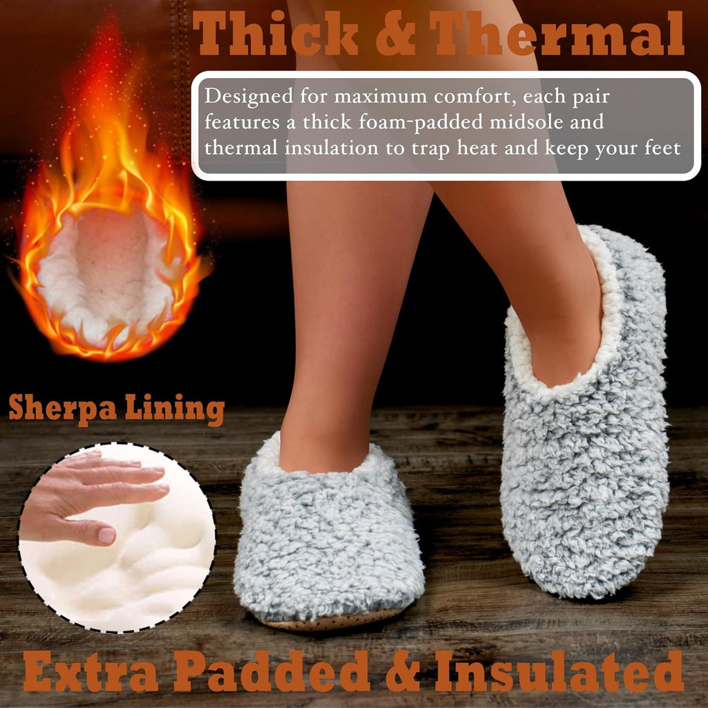 Women's Slippers Sherpa 2 Pk Fuzzy (Taupe & Grey)