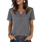 Zeagoo Womens Summer Tops V Neck Short Sleeve Shirts Dressy Casual Blouse Spring Vacation Tshirts Clothes