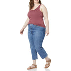Women's Slim-Fit Scoop Neck Tank Top Beige/Raspberry Red