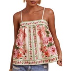 SOLY HUX Women's Boho Floral Cami Top Spaghetti Strap Sleeveless Vacation Summer Camisole