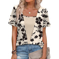 WIHOLL Womens Summer Tops Trendy 2 in 1 Blouses Short Sleeve Shirts Casual T Shirts Beach Vacation Clothes