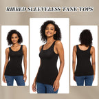 Women's Ribbed Scoop Neck Tank Top Olive Green/Dark Blue/Nude/White/Black