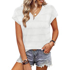 WIHOLL Short Sleeve Sweater for Women V Neck Trendy Summer Tops 2026 Spring Fashion Clothing Business Casual Outfits