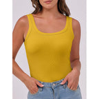 Women's Ribbed Scoop Neck Tank Top Yellow
